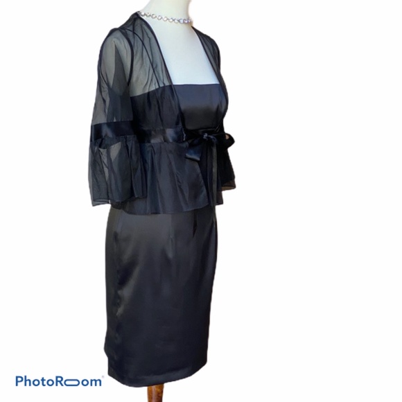 Donna Morgan Two Piece Sheath Black Dress Sz 4 - Picture 3 of 8